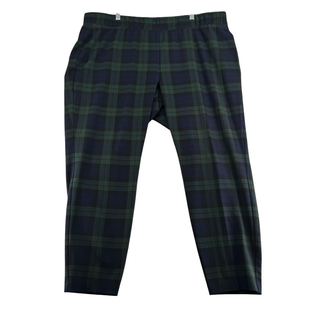 Talbots Plus 22W Black Watch Plaid Ankle Pants Tartan Elastic Stretch Pull On